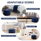 Tiita Round Stuffed Pouf Ottoman, Stripe Faux Fur Poufs with Foam Chunk Filling, Furry and Fluffy Pouf 21×21×12 inch Foot Stool Storage Ottoman,Puff Office Foot Rest for Couch Living Room, Navy Blue - color: Striped Round Navy Blue
