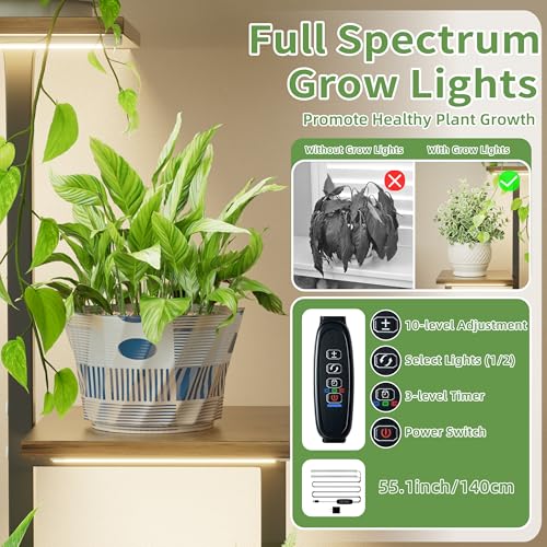LATIBELL Plant Stand Indoor with Grow Light - 2 Pack Metal Plant Shelf for Indoor Plants Multiple, 5 Tiered Corner Plant Stand Shelves, Plant Rack Display Flower Holder for Living Room Patio Balcony - color: Black