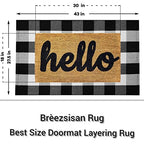 Outdoor Front Door Porch Rug 2x4.3 ft Front Door Rugs Stripe Black White Layering Under Door Mats Rugs. Cotton Woven Checkered Runner, Carpet for Farmhouse Laundry Welcome Deocr