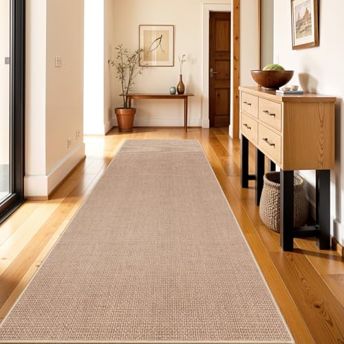 3x10 Runner Rug for Hallways: Washable Non Slip Kitchen Extra Long Jute Runners - Carpet for Bathroom Office Laundry Dining Living Room - Durable Floor Mat Boho Farmhouse Decor (Beige,3x10) - color: Beige, size: 3' x 10' (Rectangular)