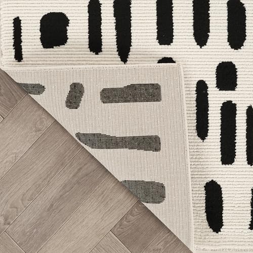 Abani Neutral Collection Cream Area Rug 8' x 10' for Living Room, Dining Room, Family Room - Modern Design - Durable & Easy to Clean - color: Strokes, size: 8' x 10' (Rectangular)