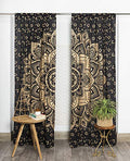 Popular Handicrafts Indian Hippie Bohemian Beautiful Ombre Color Mandala Curtain Panels Black Gold - color: Black Gold, size: 38"W x 83"L (Pack of 2)