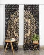 Popular Handicrafts Indian Hippie Bohemian Beautiful Ombre Color Mandala Curtain Panels Black Gold - color: Black Gold, size: 38"W x 83"L (Pack of 2)