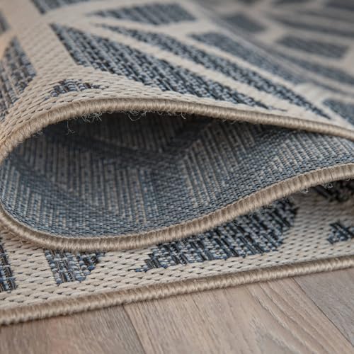 Rugshop Blue Contemporary Geometric Indoor/Outdoor Area Rug — Hose Washable for Living Room, Dining Room and Office, 7'10" x 10' - size: 7'10" x 10' (Rectangular)