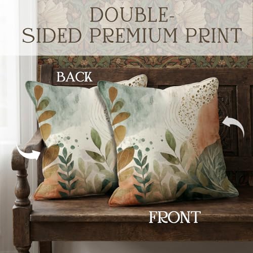 YOU FOUND ME Boho Throw Pillow Covers 18x18 Inch, Vintage Bohemian Carpet Print Pillowcase, Soft Decorative Cushion Cover for Couch Sofa Bedroom Living Room Decor (Green&Beige) - color: Green&beige