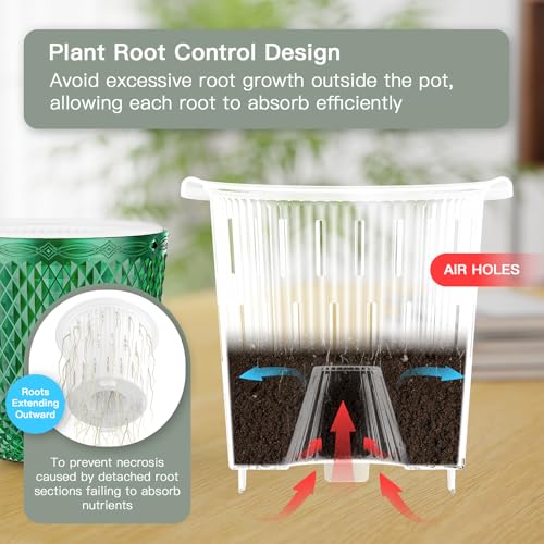 QCQHDU Hanging Planters for Indoor Plants, 2-Pack, 5.7 Inch, Emerald | Plastic, Self Watering Plant Hanger, with Drainage Holes, 3 Hooks Chains, For Garden Home - color: Emerald, size: 5.7in