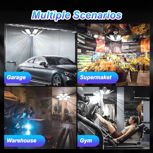 6 Pack 220W Garage Light Ceiling Led Deformable LED Shop Lights for Workshop E26 E27 Screw in Garage - size: 6 PACK