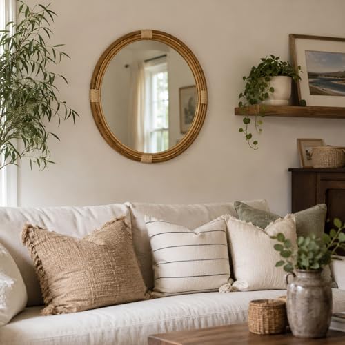 Rutledge & King Wall Mirror - Rustic Round Mirror - Decorative Circle Mirrors for Bathrooms, Living Rooms, and Bedrooms (1 Pack, Brunswick - Extra Large) - color: Brunswick - Extra Large