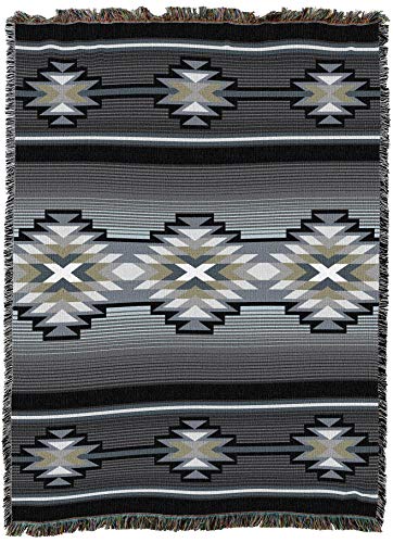 Pure Country Weavers Aydin Slate Blanket - Southwest Native American Inspired - Gift Tapestry Throw Woven from Cotton - Made in The USA (72x54) - color: Slate, size: Large