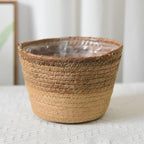 Handwoven Seagrass Planter Baskets - 3 Sizes Small Medium Large (Medium) Straw Plant Pot Covers for Indoor Plants Home Storage Rustic Boho Decor Organize Towels Toys Toiletries