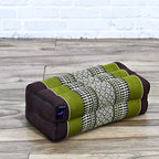 Leewadee Yoga Block – Floor Cushion for Yoga Practice, Meditation Seat Cushion for Workouts Filled with Kapok, 14 x 7 x 5 inches, Brown Green