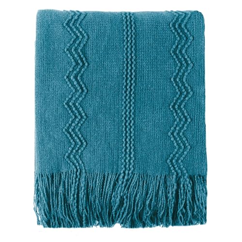 BATTILO HOME Teal Blue Throw Blanket for Couch, Decorative Throw Blanket for Sofa Bed Room Home Decor, 50"x60" - color: Teal, size: 50 x 60 in.