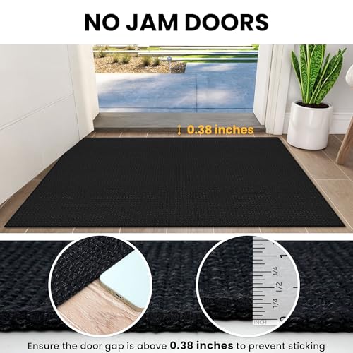 IOHOUZE Small Area Rug 2x3 Washable Woven Rugs for Entryway Non Slip Rubber Backed Front Door Rugs Indoor Doormat Throw Rug Floor Carpet for Entrance Kitchen, Black/Grey - color: Black/Grey, size: 2' x 3' (Rectangular)