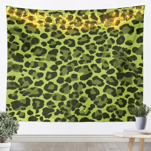 Green Leopard Print Tapestry Cheetah Wall Hanging for Kids Teens Girls Room Decor, Wild Animal Fur Print Wall Blanket Tapestries Fashion Wall Art Hanging, Medium 59.1 x 59.1 Inches - color: WWS9605, size: 59.1"L x 51.2"W