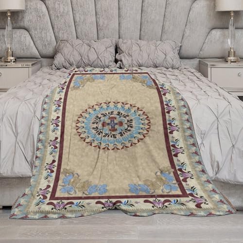 Traditional Boho Throw Blanket,Bohemian Traditional Vintage Texture Colourful Abstract Geometry Pattern Soft Throw Blanket for Couch Sofa Camping Office Travel Home Bedroom Decor All Seasons 30"x40" - color: Boho-4, size: 30x40in
