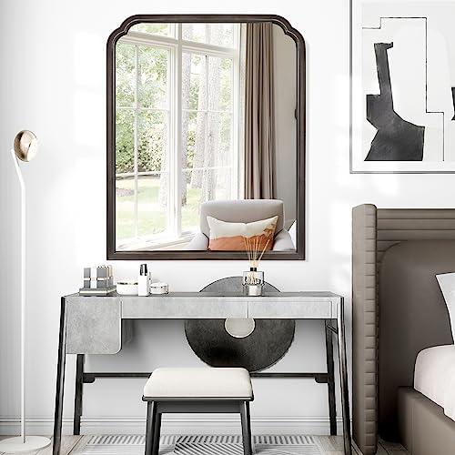 WallBeyond Wood Bathroom Mirrors for Wall Mounted, 30" x 40" Rustic Wood Frame Wall Mirrors Decorative for Living Room or Bedroom Vanity Mirror (Black) - color: Black B, size: 40"L x 30"W