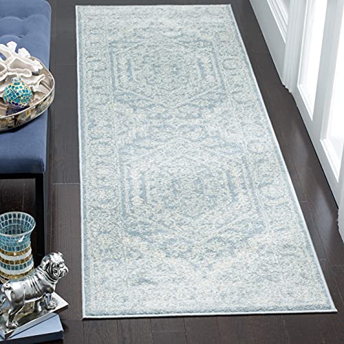 SAFAVIEH Adirondack Collection Runner Rug - 2'6" x 6', Slate & Ivory, Oriental Medallion Design, Non-Shedding & Easy to Clean, Ideal for Ideal for Hallway, Foyer, Kitchen, Entryway, Bedroom (ADR108T) - color: Slate/Ivory, size: 2'6" x 6' (Runner)