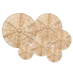 Laquedecraft Boho Wicker Rattan Plate Basket Set For Décor Hanging Wall | Large Woven Farmhouse Rustic Bohemian Art Baket Hangings For Decorative Home, Bedroom, Living Room, Kitchen, Bathroom (Classic, Natural, Set of 6) - size: Set of 6, style: Classic