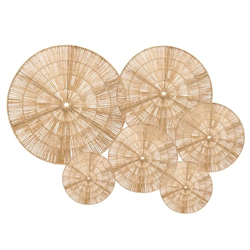 Laquedecraft Boho Wicker Rattan Plate Basket Set For Décor Hanging Wall | Large Woven Farmhouse Rustic Bohemian Art Baket Hangings For Decorative Home, Bedroom, Living Room, Kitchen, Bathroom (Classic, Natural, Set of 6) - size: Set of 6, style: Classic