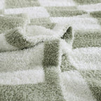 WRENSONGE Checkered Throw Blanket, Sage GreenSoft Cozy Fluffy Warm Hand Made Throw Blankets for Couch, Sofa, Chair, Bed, Camping, Picnic, Travel Lightweight Bed Blanket - 30"*40" - color: Aloe Sage, size: Small(30''x40'')