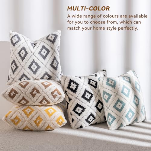 AmHoo Pack of 2 Decorative Throw Pillow Covers Rhomboid Luxury Super Soft Plush Set Case Cushion for Couch Sofa Bedroom 24 x 24-Inch Yellow - color: Yellow, size: 24" x 24" (Pack of 2)