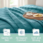 Vellux 100% Cotton Blanket, King, 108x90, Pacific Blue | Soft, Breathable Knit, Lightweight, All Season, Machine Washable, Oeko-Tex Certified, Hotel Quality - color: Blue, size: King