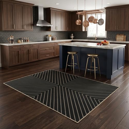 Garvee Striped Easy Jute Outdoor Patio Rug, 3x5 Washable Rugs for Entryway Porch, Non Slip Farmhouse Neutral Non Shedding Indoor Outdoor Carpet for Entry Kitchen Guestroom Deck Foyer 3'x5' Black - color: Striped|black, size: 3' x 5' (Rectangular)