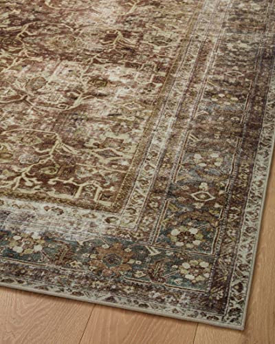 Loloi Magnolia Home by Joanna Gaines Sinclair Collection SIN-01 Rust/Lagoon 2'-3" x 7'-6", .25" Pile Height, Machine Washable, Runner Rug - color: Rust / Lagoon, size: 2'3" x 7'6" (Rectangular)