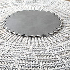 Large Ottoman Foot Stool, Knitted Foot Rest, Round Pouf Chair, Modern Living Room Furniture Bean Bag, Room Decor, Bedroom Footstool, Boho Pouffe, Home Decor Poof, 20" W x 15" H, Gray