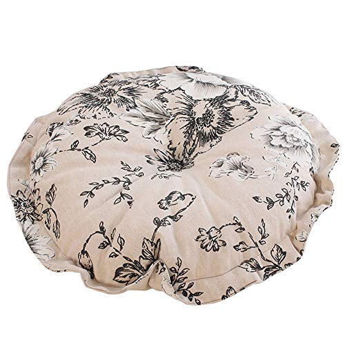 vctops Boho Soft Round Floor Pillow Cushion with Ruffles, Cotton Linen Print Chair Pad Tatami for Meditation, Yoga, Living Room, Balcony (Tulip,16"x16"x4") - color: Tulip, size: 16"x16"x4"/43x43x10cm