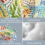 LVTXIII Outdoor Bistro Chair Cushions, 15"x15"x4" Round Patio Chair Cushions, All Weather Tufted Seat Cushions for Patio Furniture Use, Set of 2, A Paisley Ummi Multi - color: A Paisley Ummi Multi