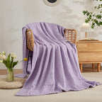 EMME Cotton Throw Blanket for Couch Soft Muslin Blankets 50"x60" Lightweight Breathable Blanket All Season Gauze Blanket, Lavender - color: 07 - Lavender, size: Throw (50" x 60")