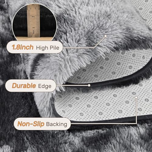 7x10 Area Rugs for Living Room, Large Fluffy Shag Bedroom Rugs Non-Slip, Ultra Soft Plush Carpet for Nursery Kids PlayRoom Dorm Office Indoor Modern Carpets(Dark Grey) - color: A-tie-dye Darkgrey, size: 7' X 10' (Rectangular)