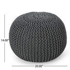 Nahunta Knitted Round Pouf - Cotton - Gray - color: Grey