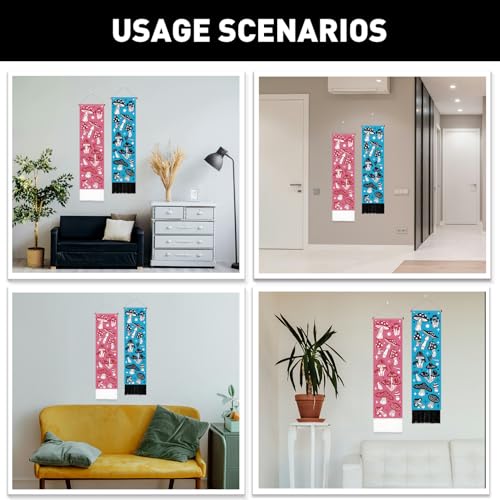 PLIGREAT 2 Pack Vertical Mushroom Wall Hanging, Pink and Blue Mushroom Wall Tapestry Aesthetic Mushroom Tapestry with Tassle Cute Narrow Art Tapestry for Bedroom Living Room Home Decor, 52" x 13" - color: blue,pink