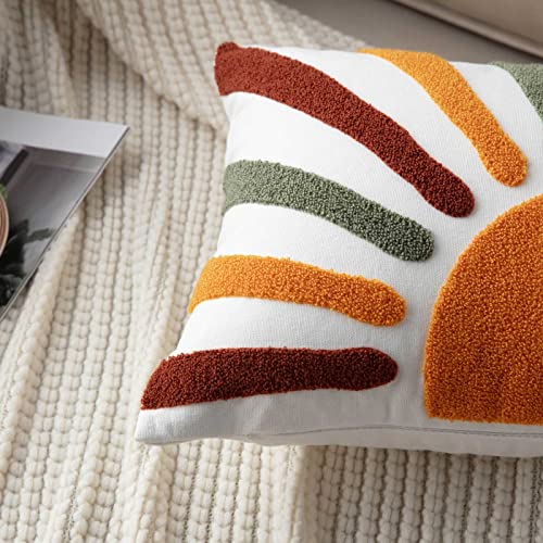 Embroidered Bohemian Style Sun Decorative Throw Pillow Cover, Lumbar Boho Sun Pillow Cover 12 Inches x 20 Inches Cover Only