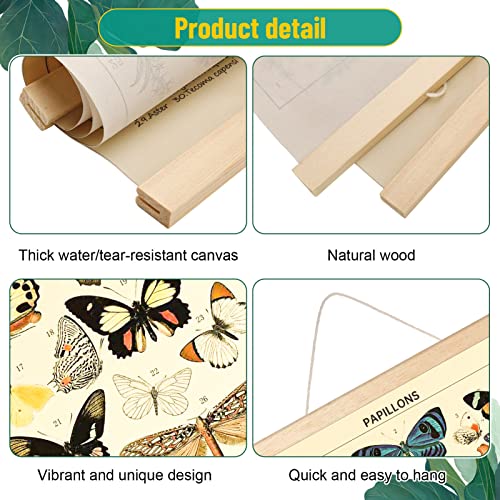 Chenkaiyang 2 Pcs Vintage Butterfly Hanging Poster, Wall Hanging Rustic Retro Wall Art Prints Butterfly Chart Poster for Living Room Decor,18.9 X 11.8 Inch - color: butterflies