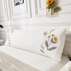 Move Over Body Pillow Cover, White Flower Embroidery, Soft Washed Microfiber, Pocket Closure, 20x54 inches - color: White-01, size: Body, 20" x 54" (Pack of 1)