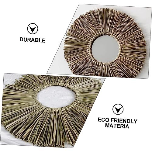 Cabilock Scandinavian Home Decor Round Wall Mirror Boho Style Tassel Woven Handmade Wall Art