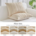 WARMDERN Khaki Striped Pillow Covers Queen Pillow Cases Soft Microfiber Stripe Pillow Cases Set of 2 Boho Tufted Stripes Textured Pillowcase with Envelope Closure(Khaki, Queen, 20x30 Inches) - color: Khaki-striped, size: 20" x 30" (Pack of 2)
