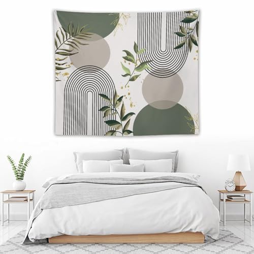 Boho Green Leaf Tapestries,Mid Century Abstract Leaves Tropical Palm Modern Minimalist Geometric Wall Hanging Neutral Home Decor Art for Living Room Bedroom Dorm 40"x30" - color: Boho Leaf-12, size: W40xL30in