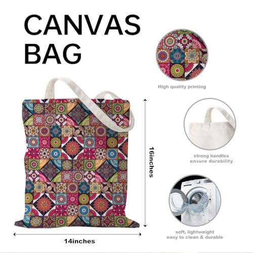 Boho Style Canvas Bag for Women Boho Fashion Tote Bag for Bohemian Lover - color: Patchworkbloom Bag