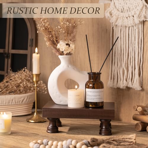 EOSAHR Decorative Display Risers for Farmhouse Decor - Acacia Wood Risers Display Stands for Bathroom Counter Organizer & Kitchen Sink Organizer (Brown Acacia Wood) - color: B-Dark Acacia