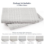 PHF 100% Cotton Waffle Pillow Shams Standard Size, 2 Pack 20" x 26" Soft Skin-Friendly Pillowcases, No Filling, Aesthetic Woven and Breathable Waffle Weave Pillow Case Covers for Bed, Light Grey - color: Light Grey, size: 26" x 20" (Pack of 2)