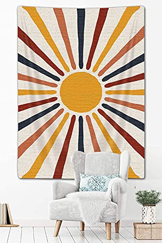Bohemian Sun and Moon Vertical Tapestry, Vintage Abstract Rainbow Aesthetic Tapestry Wall Hanging for Bedroom, Retro 70s Mid Century Modern Art Tapestries Poster Blanket College Dorm Decor (30"X40") - color: Sun-1, size: 40"L x 30"W