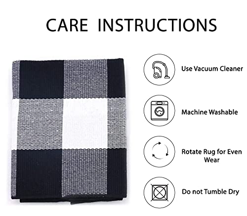 IOHOUZE Buffalo Plaid Checkered Rug 2x3 Ft Front Door Mats, Washable Area Rugs for Front Porch Decor, Spring Summer Welcome Mats Outdoor, Black White Rug for Farmhouse/Entryway/Home Entrance - color: Black and White, size: 2' x 3' (Rectangular)