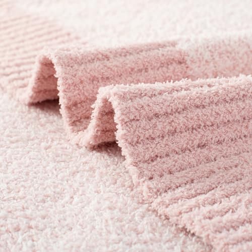 Carriediosa Heather Throw Blanket 60" X 80" Twin, 400GSM Ultra Soft Microfiber Fuzzy Fluffy Reversible Knitted Blankets Cozy Plush Lightweight and Warm Fall Throws for Couch, Bed, Sofa, Dusty Pink - color: Heather - Dusty Pink, size: 60" X 80"