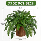 Hollyone Fake Fern Potted Plant Artificial Boston Ferns in Pot Woven Basket 35 Leaves Indoor Faux Fern Bush Plant 20inch for Patio Garden Farmhouse Windowsill Office Living Room Home Decor - size: Woven Pot - Long Fern