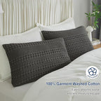 PHF 100% Cotton Waffle Pillow Shams Standard Size, 2 Pack 20" x 26" Soft Skin-Friendly Pillowcases, No Filling, Aesthetic Woven and Breathable Waffle Weave Pillow Case Covers for Bed, Charcoal Grey - color: Charcoal Grey, size: 26" x 20" (Pack of 2)