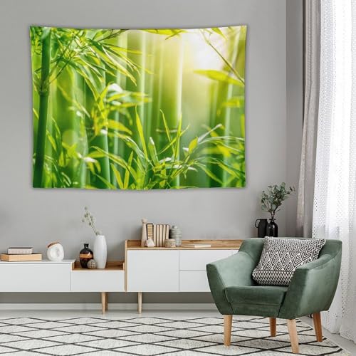 HZOHNAGO Bamboo Tapestry Bamboo Leaf Sunshine Nature Printed Wall Tapestry Painting Wall Hanging for Bedroom Living Room Dorm 80" W x 60" H - color: Bamboo-1, size: 80"L x 60"W
